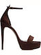 Braune Stoff-Sandalen