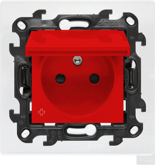 Kontakt-Simon Single Power Socket with Red Cover