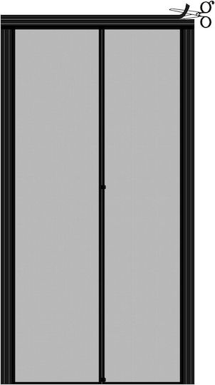 Pet Friendly Door Mosquito Net with Velcro and Magnetic Closure, Black Polyester, 206x102cm