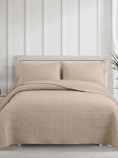 Sunshine Check Hotel Bedspread King Size L250xW240cm Beige