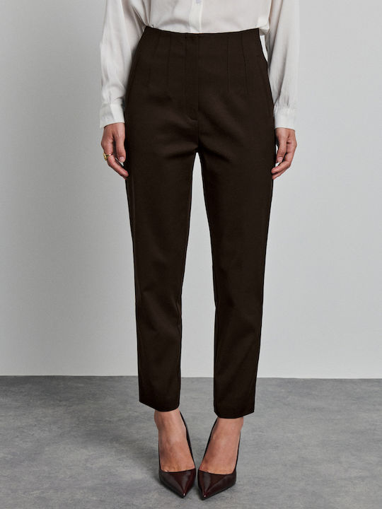 Women's High-Rise Cotton Chino Trousers in a Slim Fit Espresso