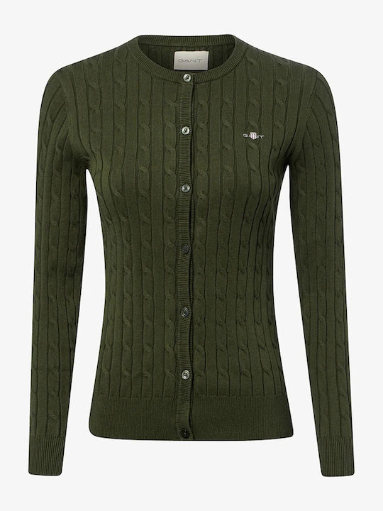 Gant Γυναικεία Ζακέτα Πλεκτή με Κουμπιά Darkgreen