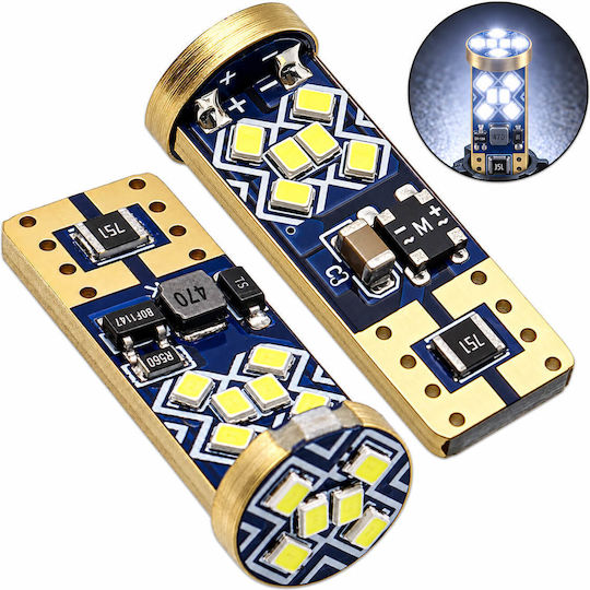 T10/w5w Led Canbus 12-24v 3.6w 18 Smd 6000k Ψυχρό Λευκό 2 Τεμάχια W17737 X-wheat