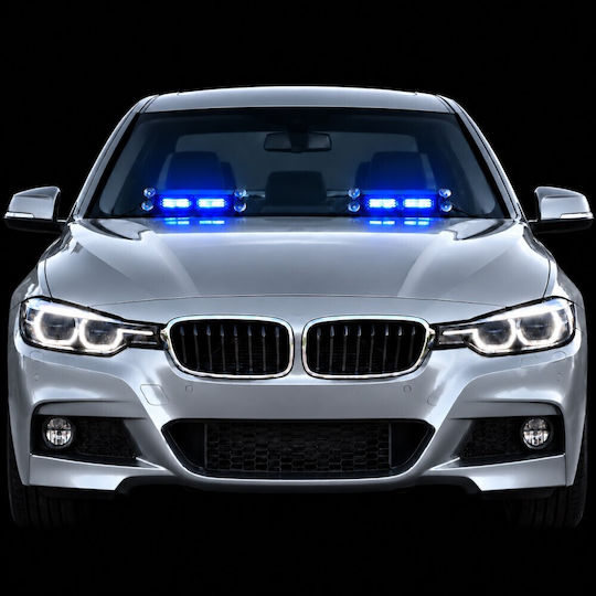 Professional Double Blue Windshield Beacon for Vehicle Strobe Warning Light 12/24V 72 Super COB LED 16000 lm TC-618