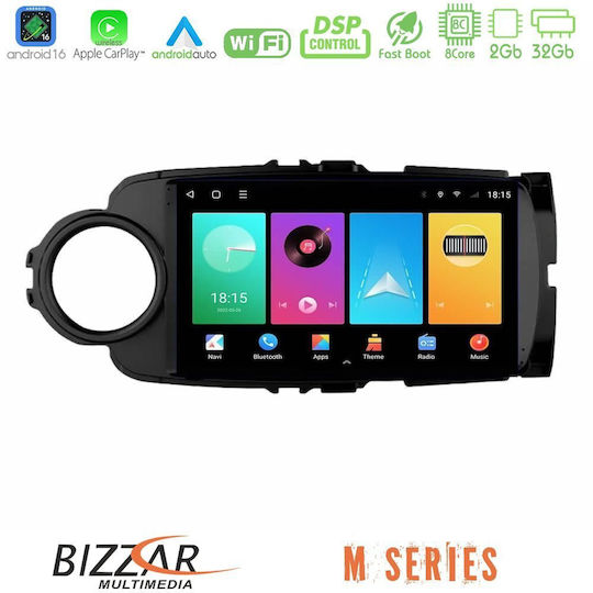 Bizzar Ηχοσύστημα Αυτοκινήτου για Toyota Yaris 2015-2019 (Bluetooth/USB/WiFi/GPS/Apple-Carplay/Android-Auto) με Οθόνη Αφής 9"