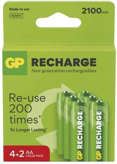 GP Rechargeable AA-Batterien 2100 mAh, 6er-Pack, Grün, von Greatstore