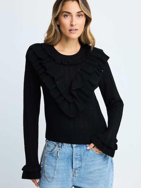 Funky Buddha Women's Long Sleeve Black Sweater