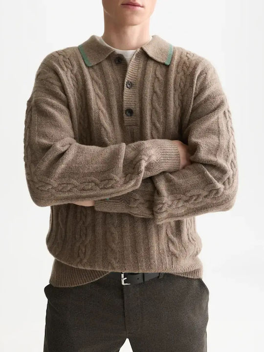 Scotch & Soda Brown Polo Sweater