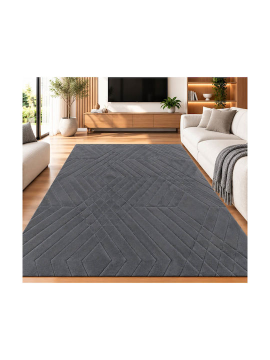 Релефен правоъгълен килим Dark Grey 200x280 см