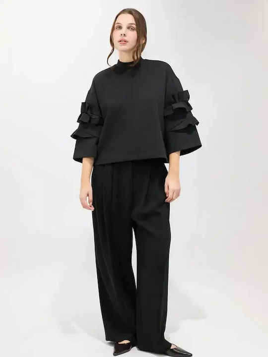 Women's Short Sleeve Blouse Black