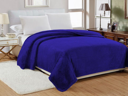 Velvet Blanket Double 220x240 cm Blue