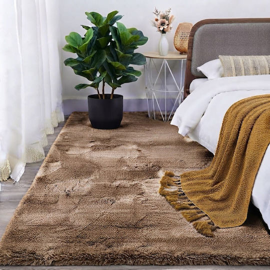 SpitiBazaar Σετ Μοντέρνα Χαλιά Κρεβατοκάμαρας Μόκα 3τμχ