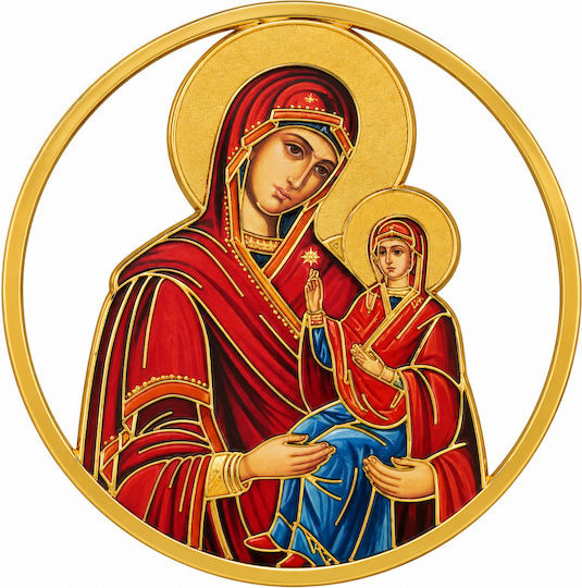 Metal Icon of Saint Anne and the Virgin Mary Self-Adhesive Gold 5.1 Cm Saint Anne Virgin Mary Icon