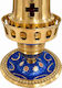 Messing-Tischöllampe mit Blauem und Rotem Glas 16,5 cm