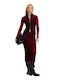 Women's Knitted Cardigan with Zipper Red