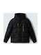 Waterproof Short Quilted Kids Jacket with Lining & Hood Black