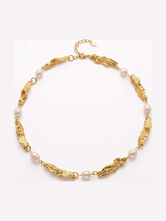 Charmy Choker από Επιχρυσωμένο Ατσάλι με Πέρλες