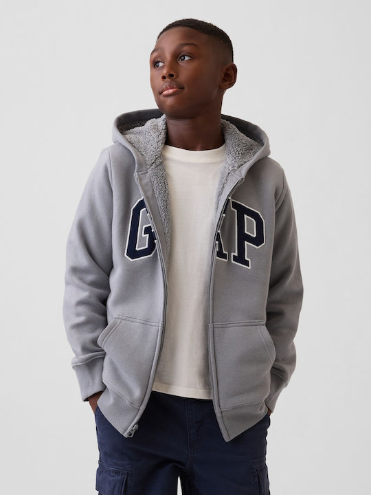 Fleece Παιδική Φούτερ Ζακέτα με Κουκούλα Pilot Grey Pilot