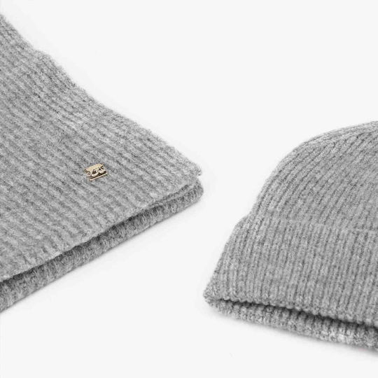 Women's Knitted Beanie in Grey