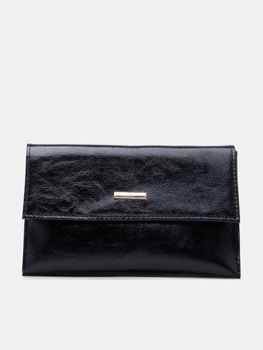 Damen-Clutch Schwarz-Lackleder