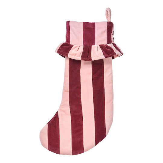 Burgundy Fabric Christmas Decorative Sock 29 cm Long