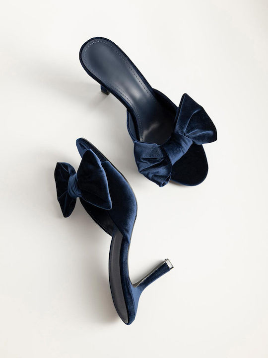 Bozikis Mules με Λεπτό Ψηλό Τακούνι σε Μπλε Χρώμα