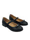 Kids Leather Anatomical Ballerinas with Hook-and-Loop Closure Black