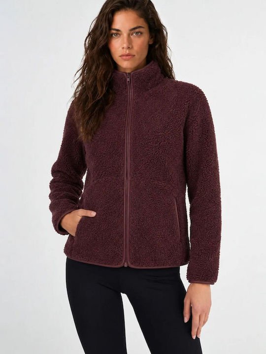 Women's Burgundy Zipped Cardigan