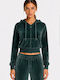 Cropped Women's Sweatshirt Cardigan Shady Petrol