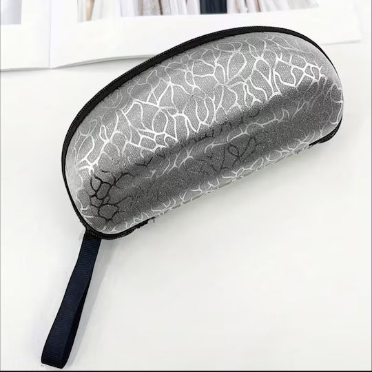 ShuShu Hard Eyeglass Case with Zipper Silver