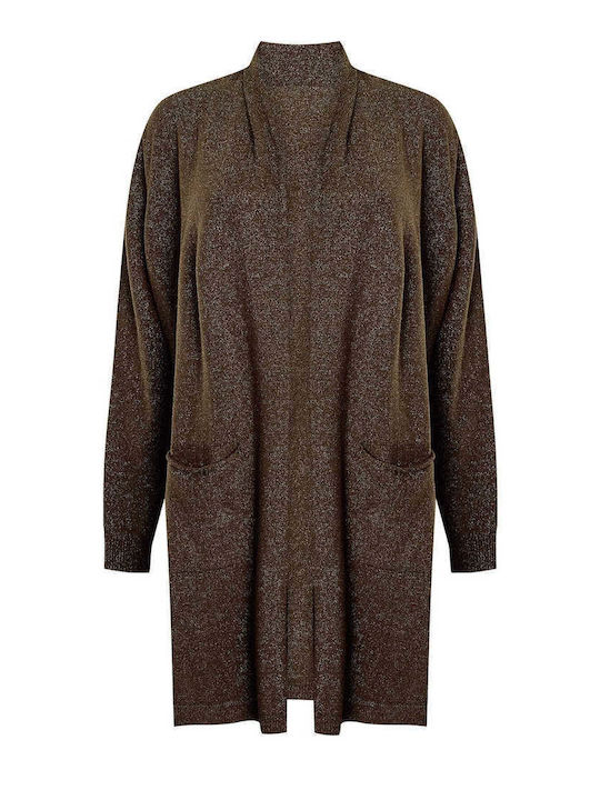 Celestino Women's Long Metallic Brown Cardigan