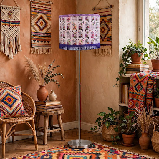 Oxygen Birds In Cage Floor Lamp with E27 Lamp Holder Multicoloured