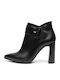 Damen-Lederstiefeletten Schwarz