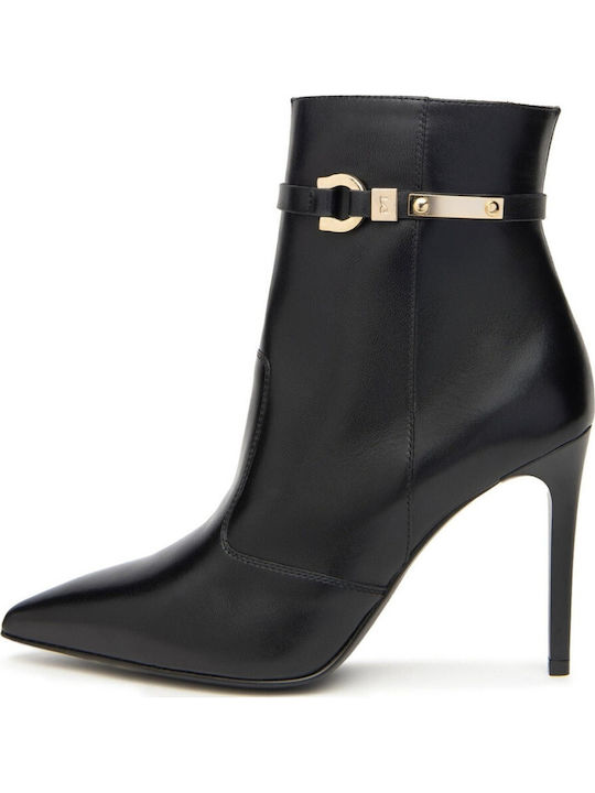 Leder Damen Stiefeletten Schwarz
