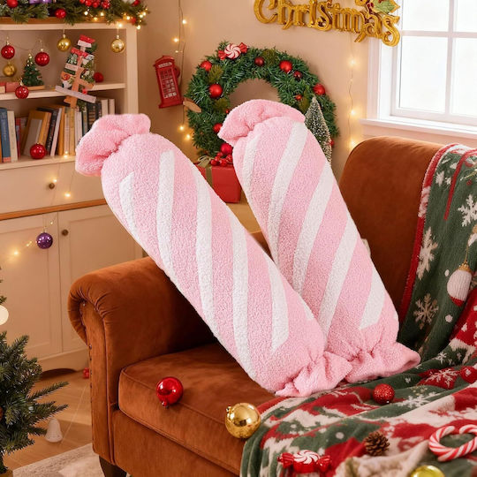 Christmas Decorative Long Pillow Set 2 Pieces Pink 68.5x17 Cm