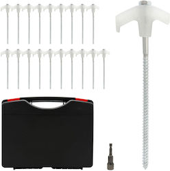 Set 20 Tent Pegs Drill Adapter Relaxdays Orange Fluorescent 20.5x4.5cm 22.5x27cm