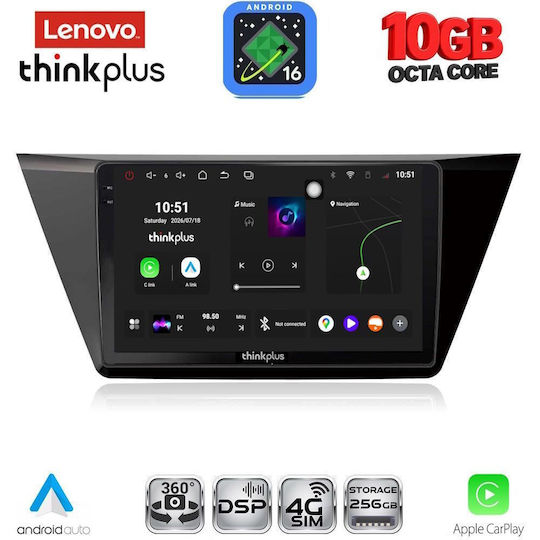 Lenovo Autoradio für BMW X2 / X6 und Volkswagen Touran 2016–2026 (Bluetooth/USB/WiFi/GPS/Apple CarPlay/Android Auto) mit 10-Zoll-Touchscreen