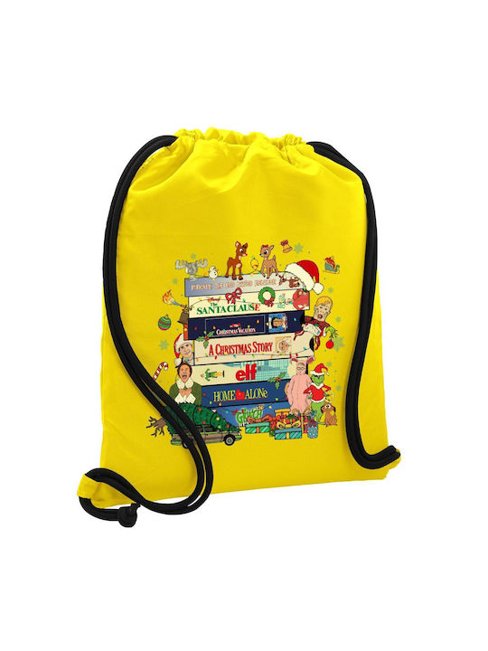 Koupakoupa Xmas Classic Movies Yellow Gym Backpack