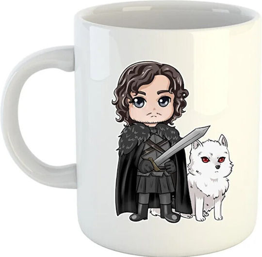 Wolf Chibi Fighter Κούπα Κεραμική Λευκή 330ml (Προσωποποιημένο)