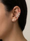 Women's Earring Stainless Steel 316L Cuff Gold-Tone White Stones Series Prime Steel Gold Women One Size Ssn255