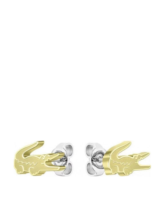 Lacoste Crocodile Stud Earrings Steel Gold 2040051