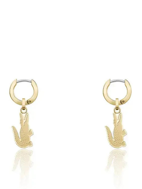 Lacoste Arthor Steel Gold Hoop Earrings 2040231