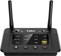 Bluetooth 5.3 Transmitter Receiver Aptx Hd Wireless Adapter Low Latency Ssd Aac 32-bit/384 Khz Dac Converter 127 Db Dnr Connects Two Devices Simultaneously Bypass Mode 80 Meter Range Multifunctional B03pro Black