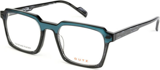 Dutz Dz2373-46 Herren-Korrektionsbrille in Petrol mit Acetatrahmen und schwarzen-weißen Details