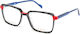 Dutz Dz2349-95 Herrenbrille Schwarz-Weißer Kunststoffrahmen mit Rot-Blauen Details