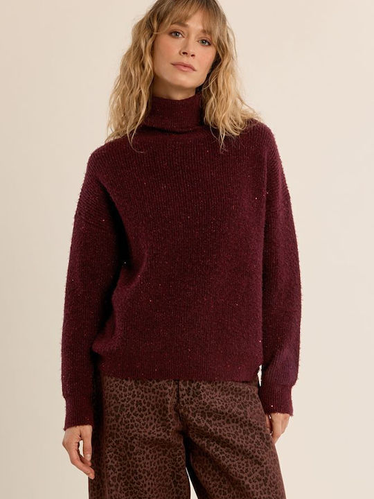 Molly Bracken Women's Burgundy Turtleneck Sweater