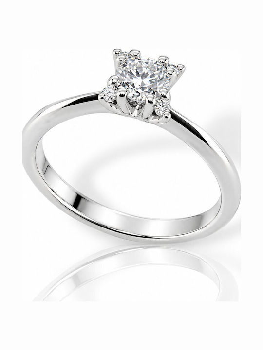 Mentzos Solitaire Ring in 18K White Gold with Diamond
