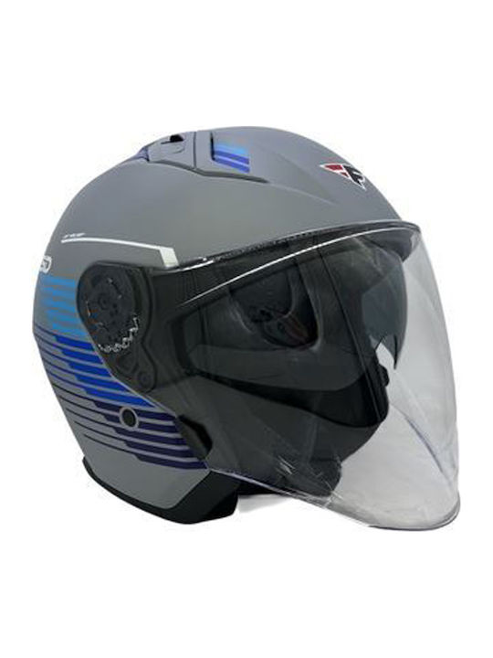 Faseed 768 Evolve Grey Blue Κράνος Μηχανής Jet ...