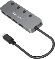 Wozinsky 4-Port USB 3.0 Hub with USB-A / USB-C Connection Grey Wozinsky 4-Port USB 3.0 Hub with USB-A / USB-C Connection Grey