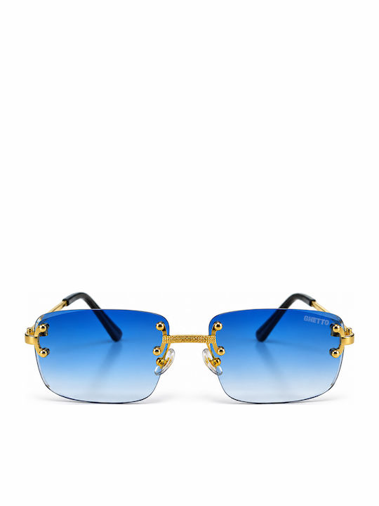 Ghetto Ochelari de Soare Unisex cu Ramă Metalică Blue / Gold Degrade